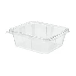 Safe-T-Fresh® Deli Container Hinged With Flat Lid 64 OZ RPET Clear Rectangle 150/Case