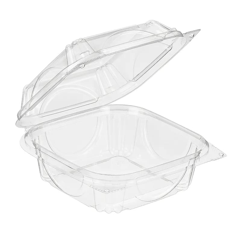 Essentials Sandwich Salad Take-Out Container Hinged With Dome Lid 5.5625X5.625X2.5625 IN RPET Clear Square 330/Case