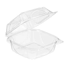 Essentials Take-Out Container Hinged With Dome Lid 6.3125X6X3.0625 IN RPET Clear Square Perimeter Seal 330/Case