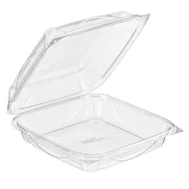 Essentials Take-Out Container Hinged With Dome Lid 9.375X9.375X3 IN RPET Clear Square 100/Case