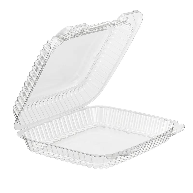 Essentials ValuPack Bakery Hinged Container With Dome Lid 8.4375X7.9375X2.125 IN RPET Clear Rectangle 200/Case