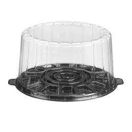Essentials EZ Open® Cake Container & Lid Combo With Dome Lid 2 Layer 8 IN RPET Clear Black Round 100/Case