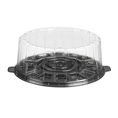 Essentials EZ Open® Cake Container & Lid Combo With Dome Lid 1 Layer 8 IN RPET Black Clear Round 100/Case