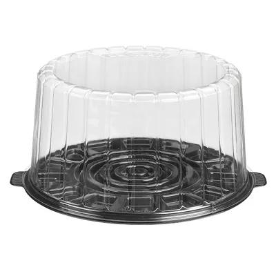 Essentials EZ Open® Cake Container & Lid Combo With Dome Lid 2 Layer 9X11X12.5X5.75 IN RPET Black Clear Round 50/Case