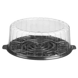 Essentials EZ Open® Cake Container & Lid Combo With Dome Lid 1 Layer 9 IN RPET Black Clear Round 50/Case