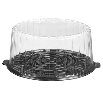 Essentials EZ Open® Cake Container & Lid Combo With Dome Lid 2 Layer 10 IN RPET Black Clear Round 50/Case