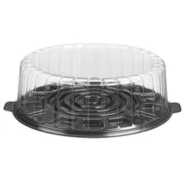 Essentials EZ Open® Cake Container & Lid Combo With Dome Lid 1 Layer 12.125X13.375X4 IN RPET Black Clear Round 50/Case