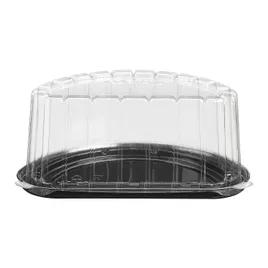Essentials EZ Open® Cake Half Container & Lid Combo With Dome Lid 8 IN RPET Black Clear 100/Case