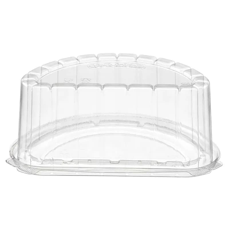 Essentials Cake Half Container & Lid Combo With Dome Lid 8 IN RPET Black Clear Round 100/Case