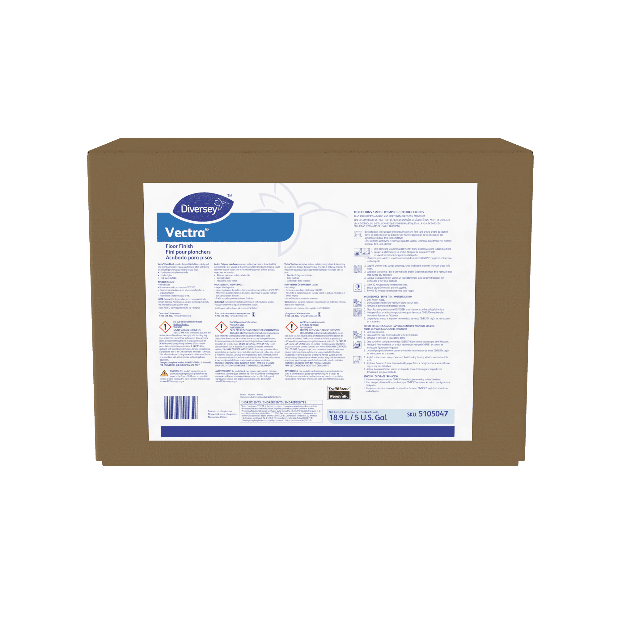 Vectra® Floor Finish 5 GAL Liquid RTU Bag-in-Box (BIB) 19% Solids 1/Case