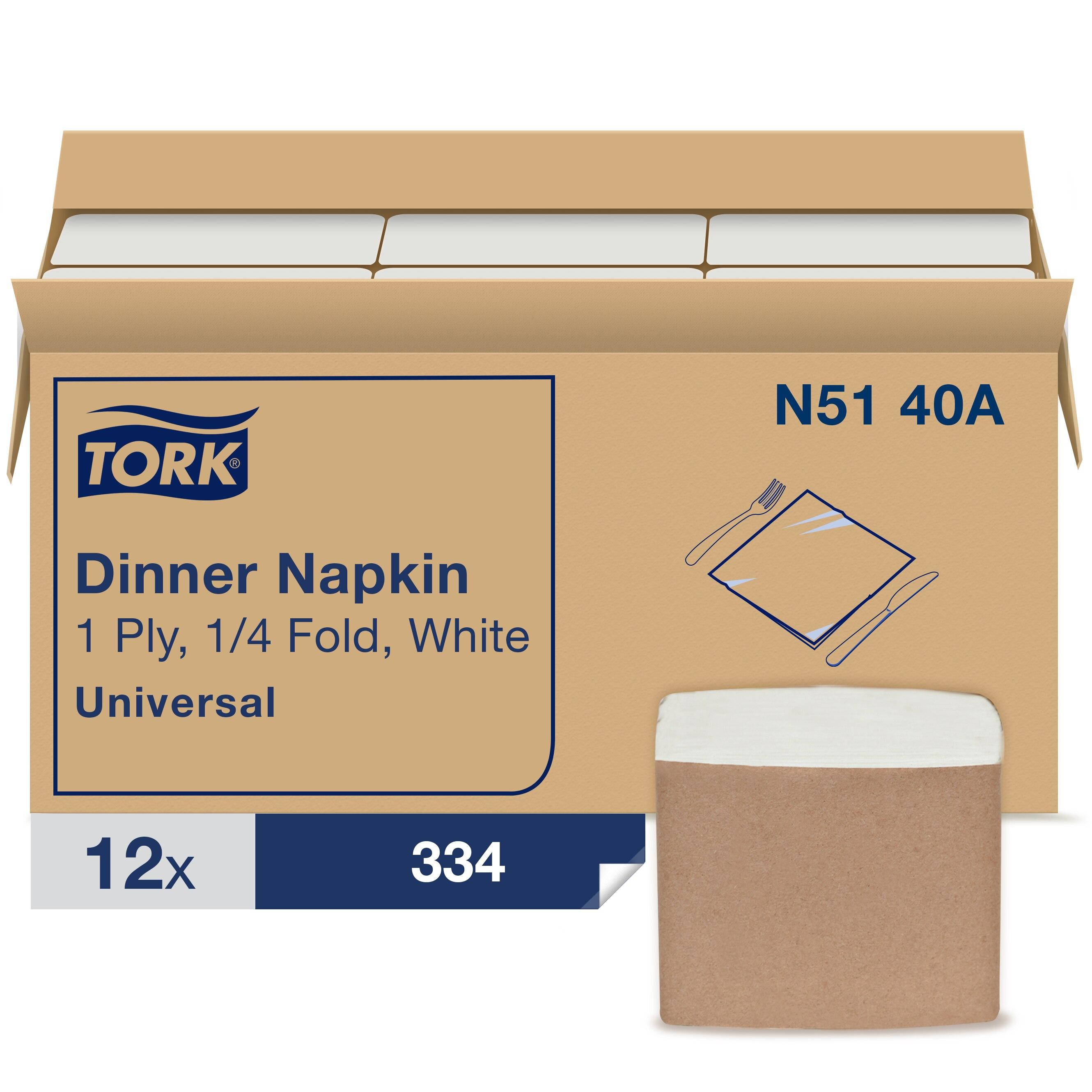 Tork Multi-Purpose Napkins Universal 15X16.875 IN 7.5X8.5 IN White Paper 1PLY 1/4 Fold Embossed 334 Count/Pack 12 Packs/Case