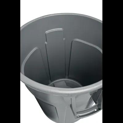 Brute® 1-Stream Trash Can 26.5X26.5X30 IN 55 GAL 220 QT Gray Round Resin Self-Venting Stationary Food Safe 1/Each
