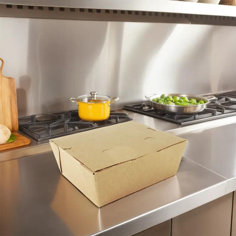 ChampPak #8 Take-Out Box Fold-Top 6X4.75X2.5 IN Clay-Coated Paperboard Kraft Rectangle 300/Case