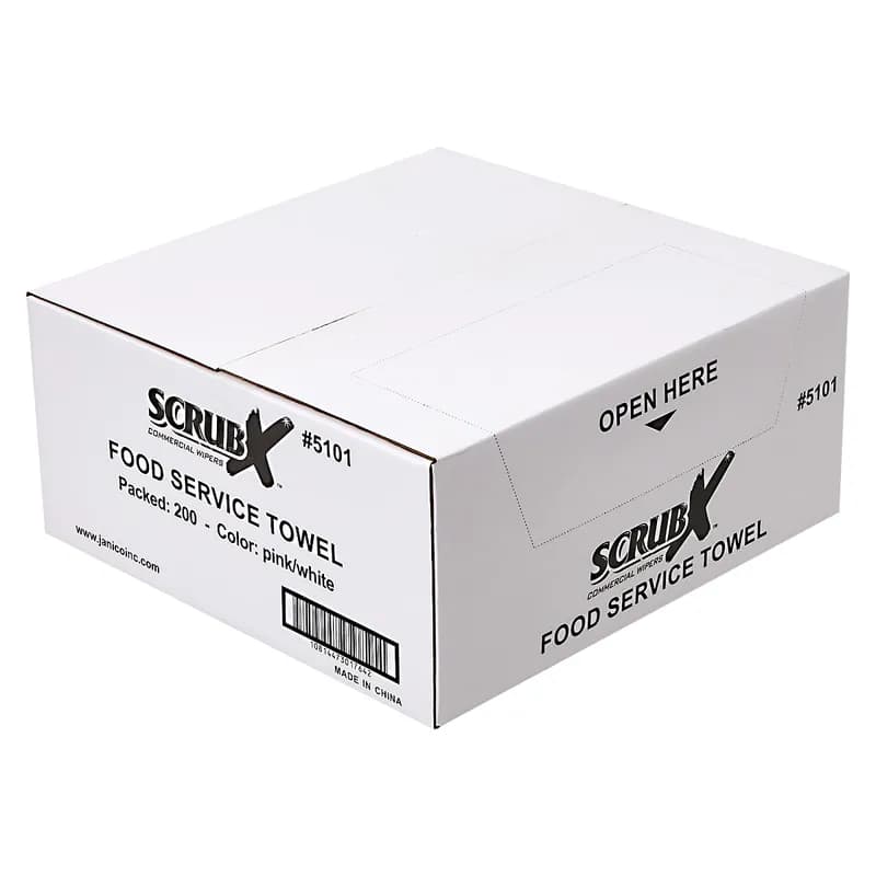Food Service Cleaning Wipe 21.5X12.5 IN Pink White 200/Case