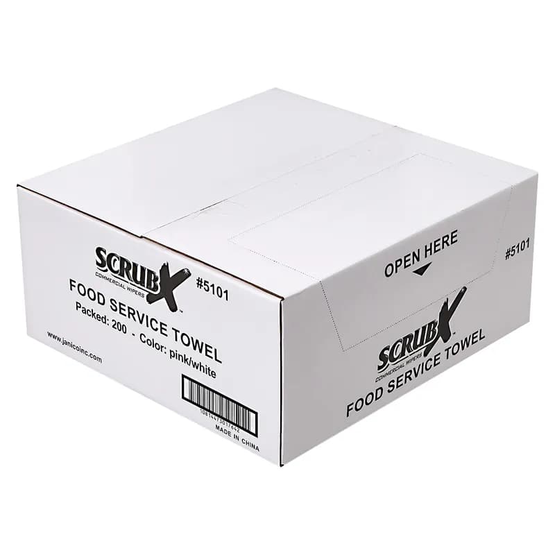 Food Service Cleaning Wipe 21.5X12.5 IN Pink White 200/Case