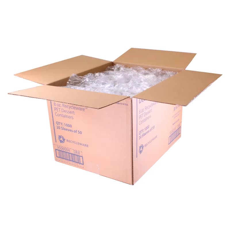 Recycleware® Indulge® Dessert Container Base 8 OZ RPET Clear Round 1000/Case