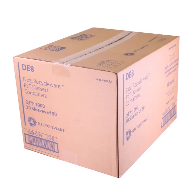 Recycleware® Indulge® Dessert Container Base 8 OZ RPET Clear Round 1000/Case