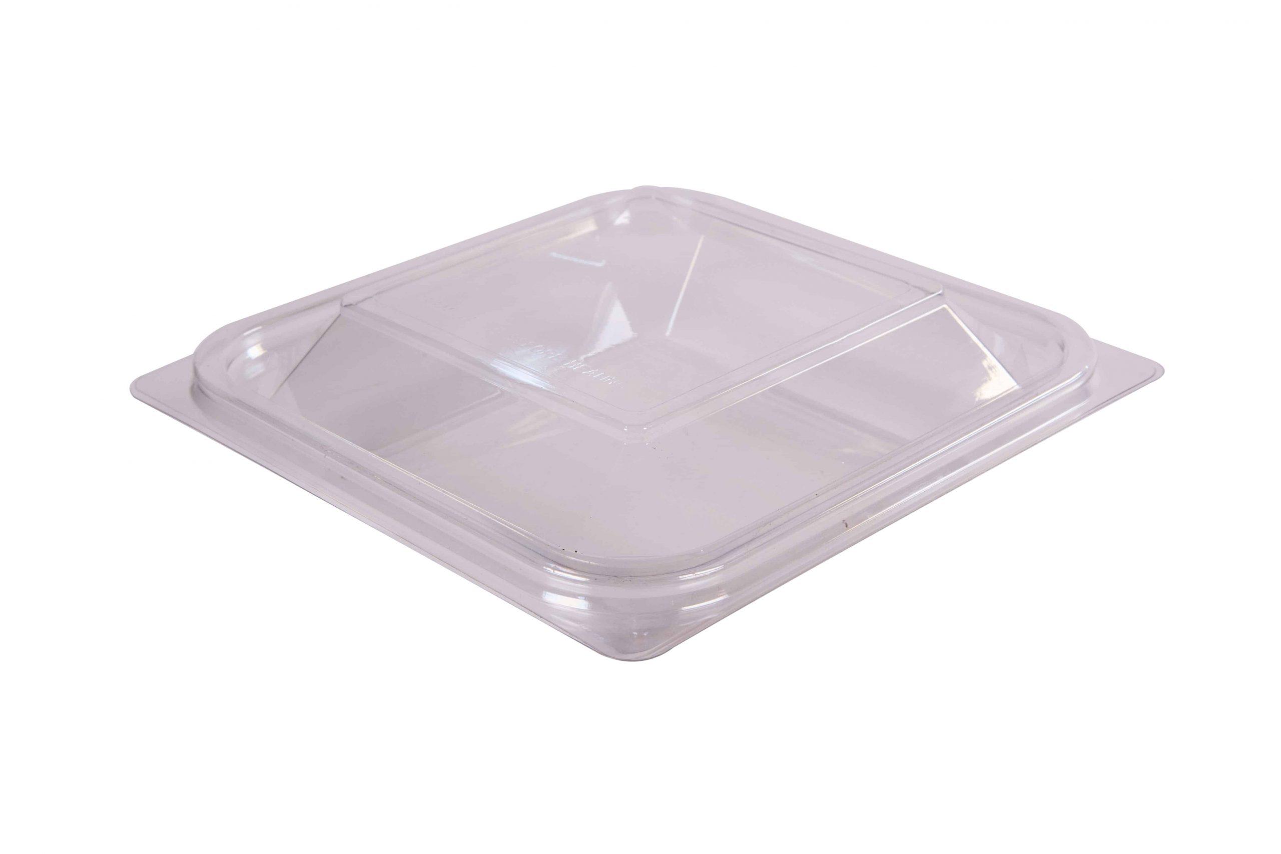Fresh-Pak StackerZ Take-Out Container Base & Lid Combo With Dome Lid 24 OZ PET Clear Square 250/Case