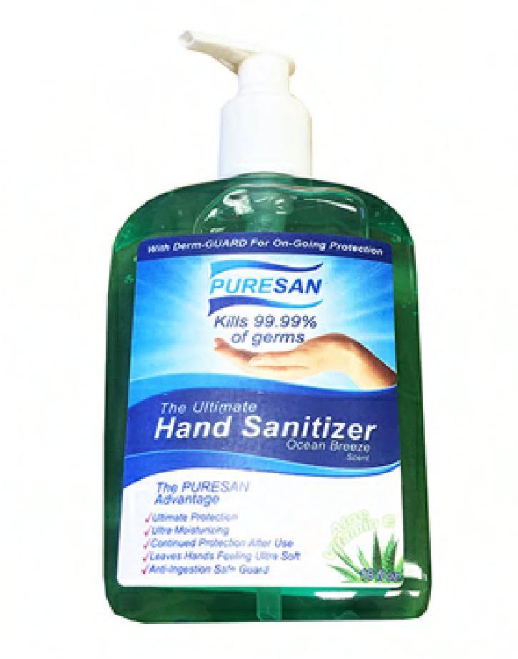Hand Sanitizer Gel 18 FLOZ Ocean Breeze 70% Ethyl Alcohol 16/Case