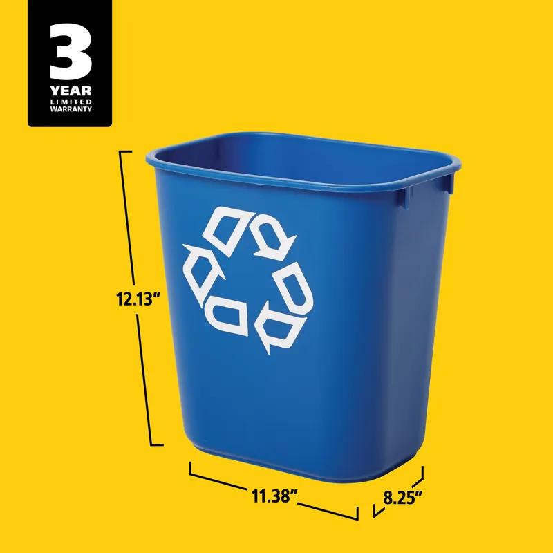Recycling Bin 11.75X8.25X12.25 IN 3.25 GAL 13 QT Blue Rectangle Resin Deskside 1/Each