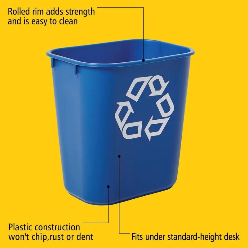 Recycling Bin 11.75X8.25X12.25 IN 3.25 GAL 13 QT Blue Rectangle Resin Deskside 1/Each