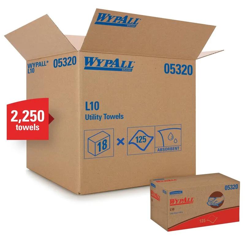 WypAll® L10 Cleaning Towel 9X10.25 IN Light Duty 1 Paper White Pop-Up Box 125 Count/Pack 18 Packs/Case 2250 Count/Case