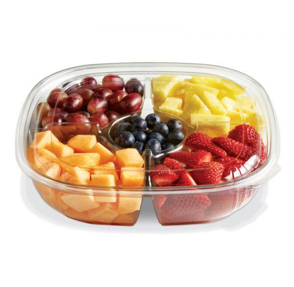 Fresh 'n Clear® Bowl Large (LG) 48 OZ 4 Compartment PET Clear Square 150/Case
