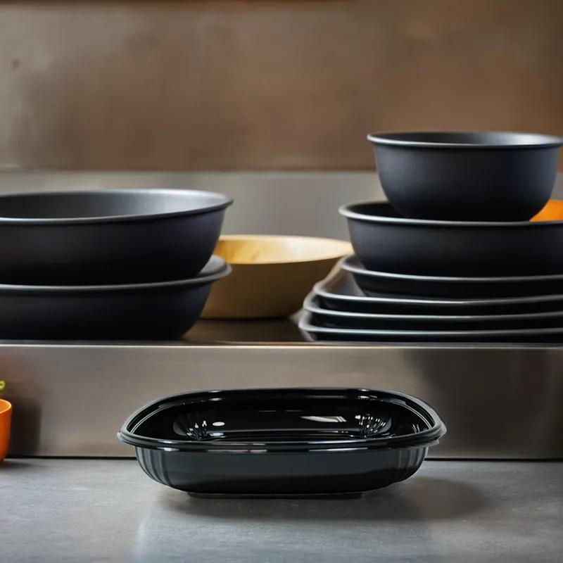 Fresh 'n Clear® Bowl Large (LG) 32 OZ PET Black Square 150/Case