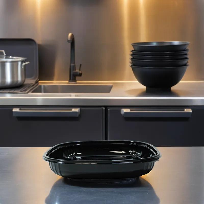 Fresh 'n Clear® Bowl Large (LG) 32 OZ PET Black Square 150/Case