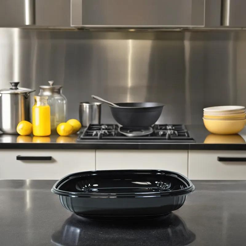 Fresh 'n Clear® Bowl Large (LG) 32 OZ PET Black Square 150/Case