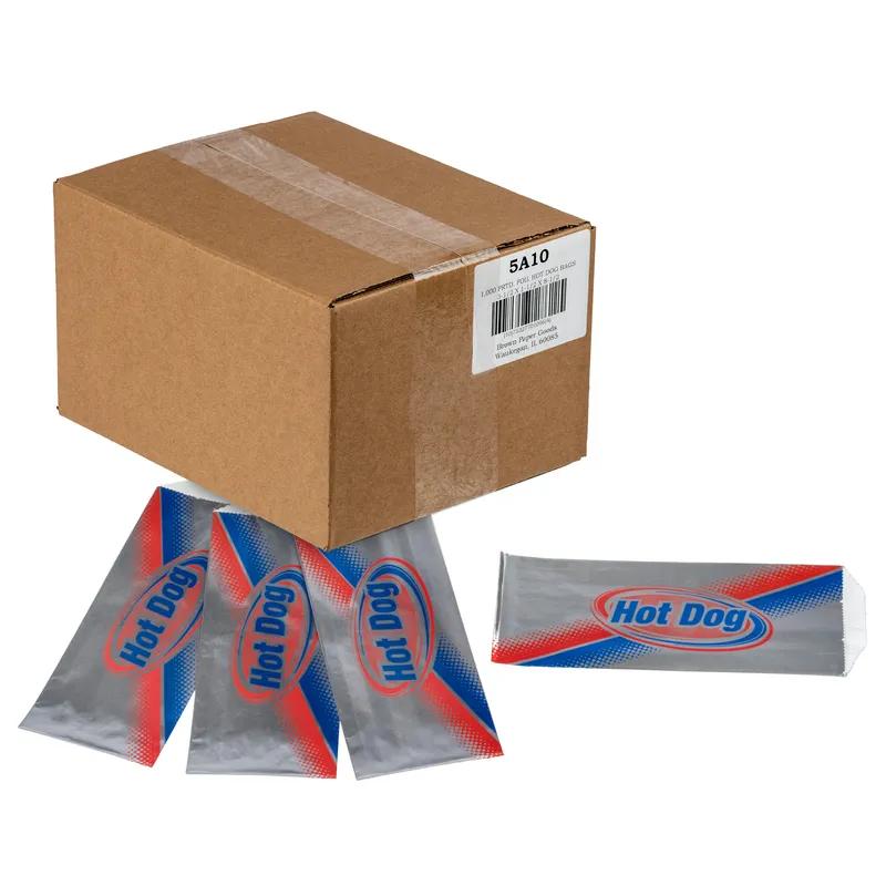 Hot Dog Bag 3.5X1.5X8.5 IN Foil-Lined Paper Hot Dog Design 1000/Case