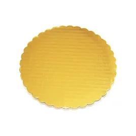 Cake Board 8 IN Corrugated Paperboard Gold Round Scalloped 200/Case