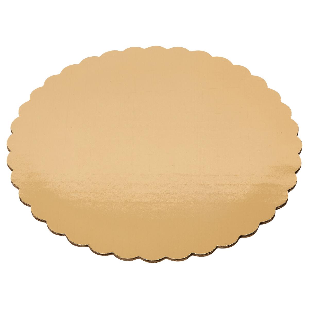 Cake Board 8 IN Corrugated Paperboard Gold Round Scalloped 200/Case