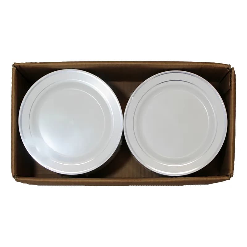 Plate 7.5 IN White Silver Band 144/Case