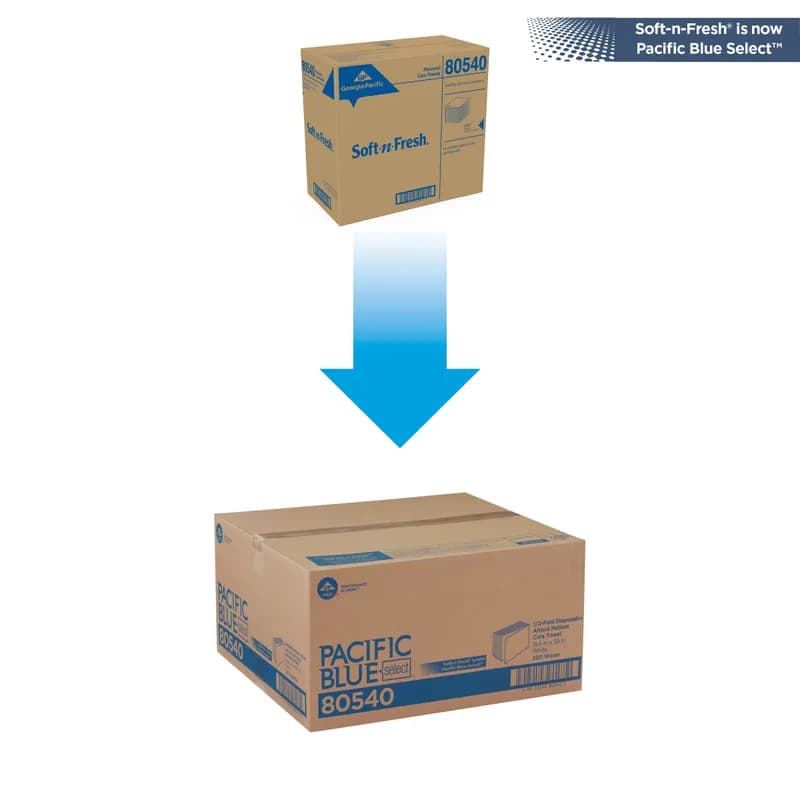 Pacific Blue Select Bath Towel Rag 19.5X39 IN 1 Airlaid Paper Cellulose White 1/2 Fold High Capacity 200/Case