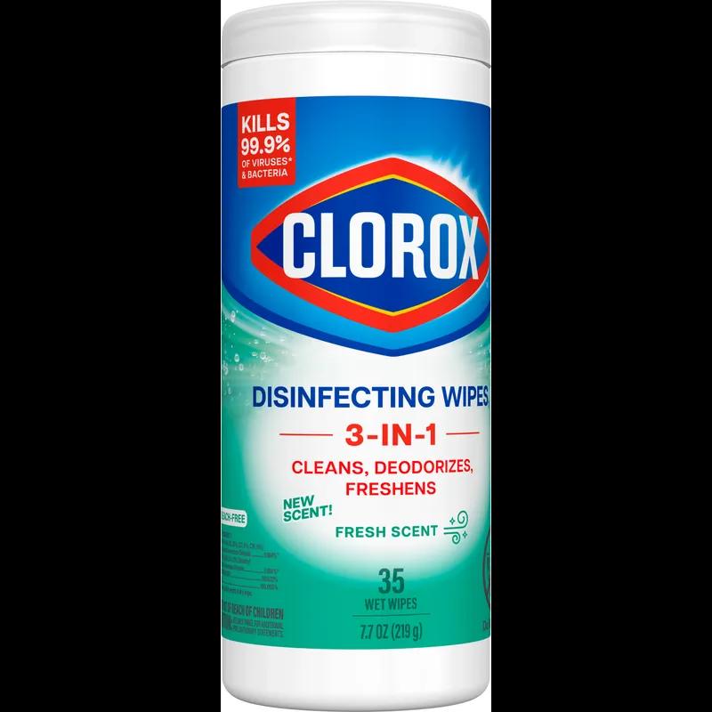 Clorox® Fresh Scent One-Step Disinfectant Multi Surface Wipe Bleach-Free Antibacterial 35 Count/Pack 12 Packs/Case