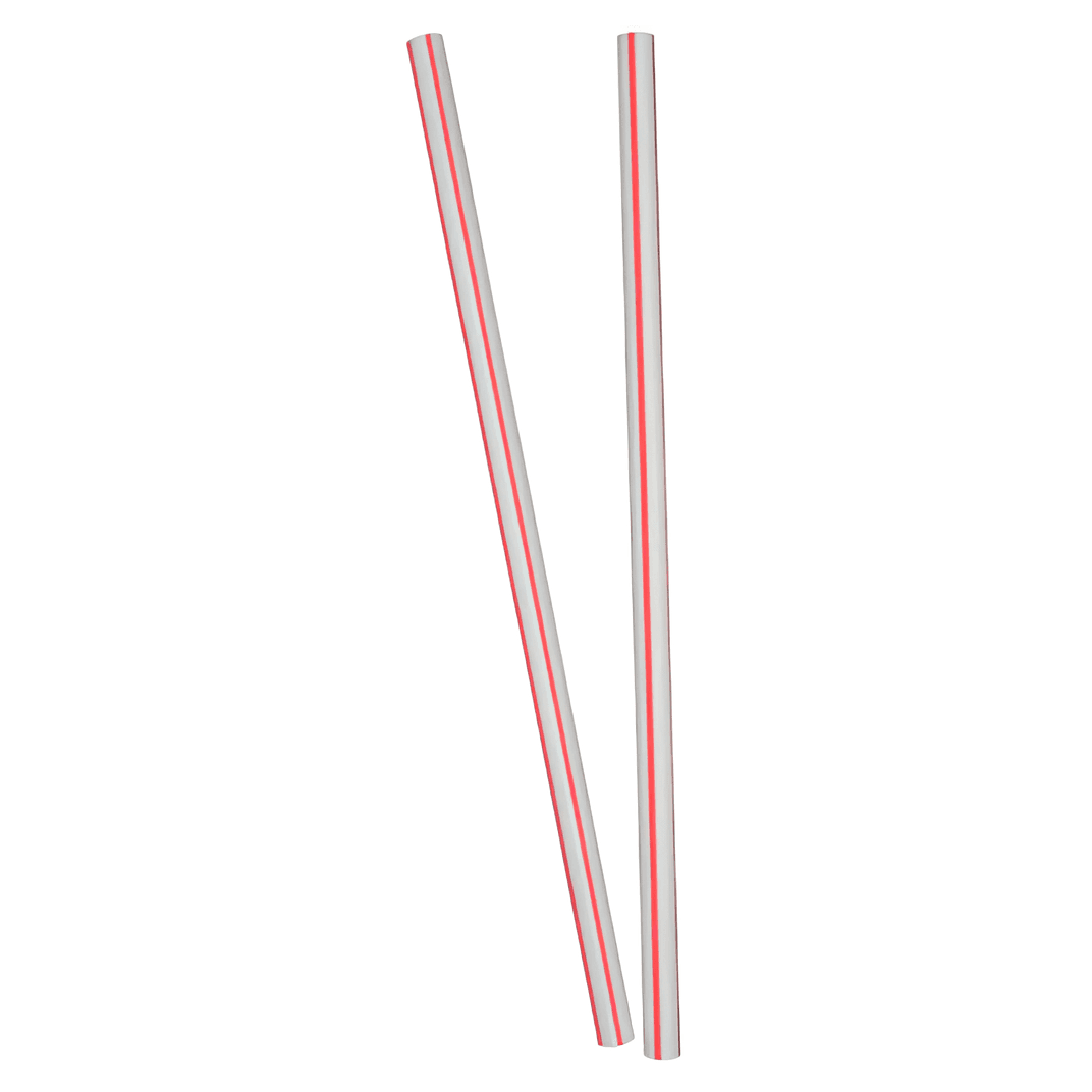 Giant Straw 8.25 IN Plastic Red White Stripe Paper Wrapped 7200/Case