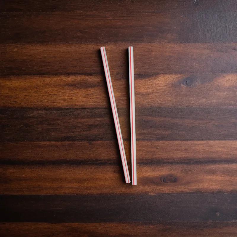 Giant Straw 8.25 IN Plastic Red White Stripe Paper Wrapped 7200/Case