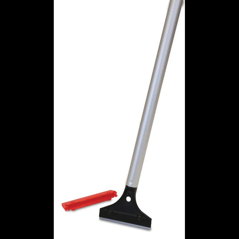 MaxiPlus® Floor/Window Scraper 4 IN Carbon Steel Aluminum Black Silver Ergonomic Handle With 48IN Handle 1/Each
