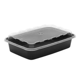 Take-Out Container Base & Lid Combo With Dome Lid 16 OZ Plastic Black Rectangle 150/Case