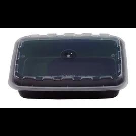 Take-Out Container Base & Lid Combo With Dome Lid 16 OZ Plastic Black Rectangle 150/Case