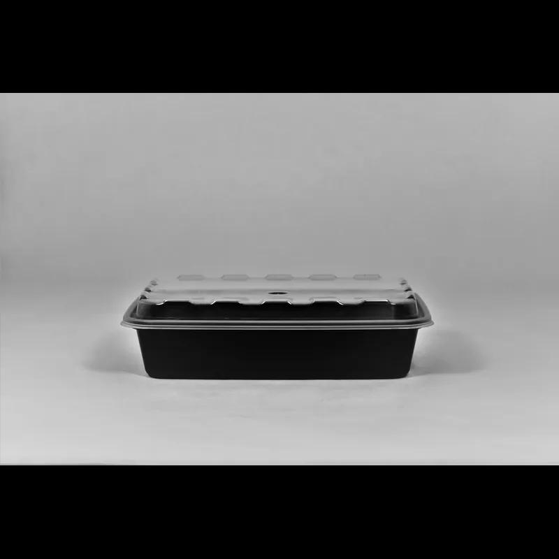 Take-Out Container Base & Lid Combo With Dome Lid 16 OZ Plastic Black Rectangle 150/Case