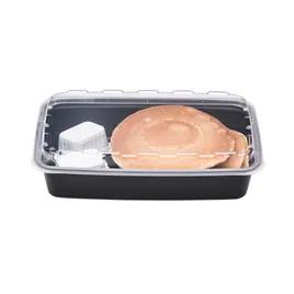 Take-Out Container Base & Lid Combo 28 OZ Plastic Black Clear Oblong 150/Case