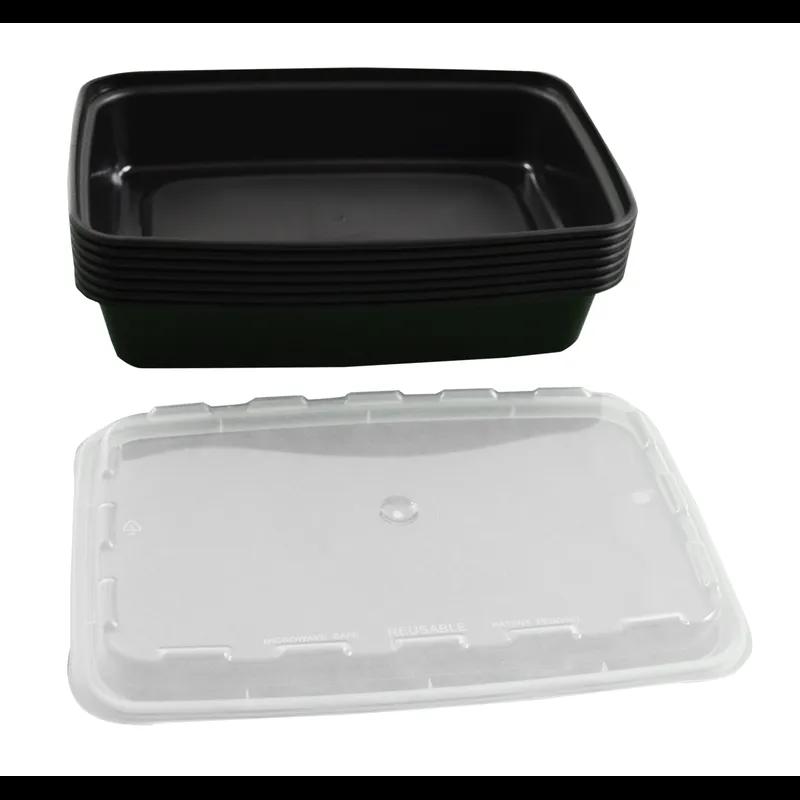 Take-Out Container Base & Lid Combo 28 OZ Plastic Black Clear Oblong 150/Case
