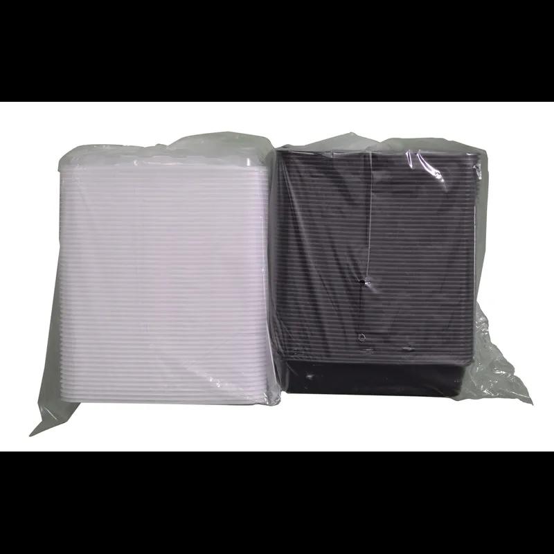 Take-Out Container Base & Lid Combo 28 OZ Plastic Black Clear Oblong 150/Case