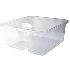 Greenware® Deli Container Base 30 OZ 2 Compartment PLA Clear Square 300/Case