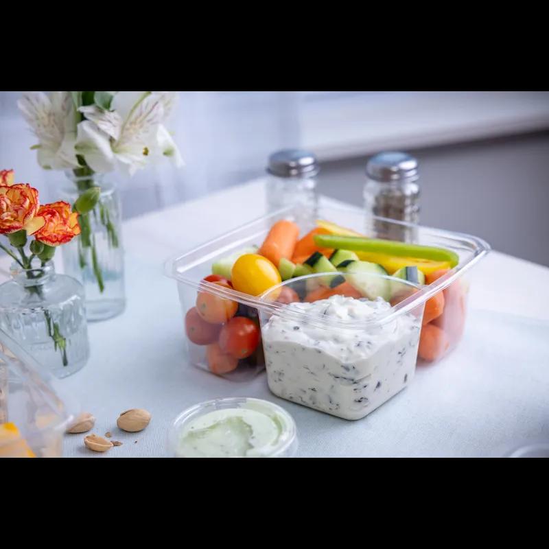 Greenware® Deli Container Base 30 OZ 2 Compartment PLA Clear Square 300/Case