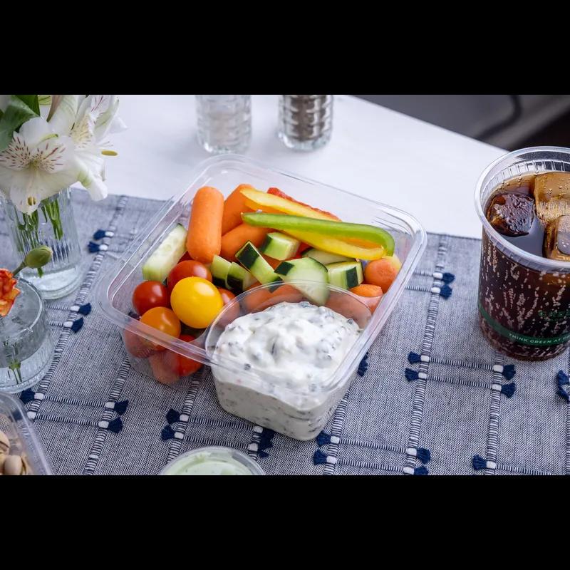 Greenware® Deli Container Base 30 OZ 2 Compartment PLA Clear Square 300/Case