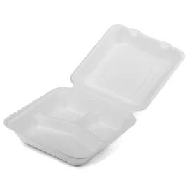 Victoria Bay Take-Out Container Hinged 9X9X3 IN 3 Compartment Plant Fiber White Square 200/Case