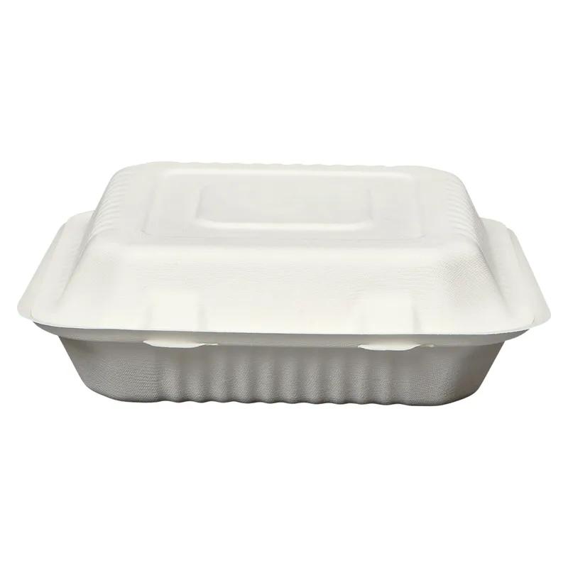 Victoria Bay Take-Out Container Hinged 9X9X3 IN 3 Compartment Pulp Fiber White Square 200/Case